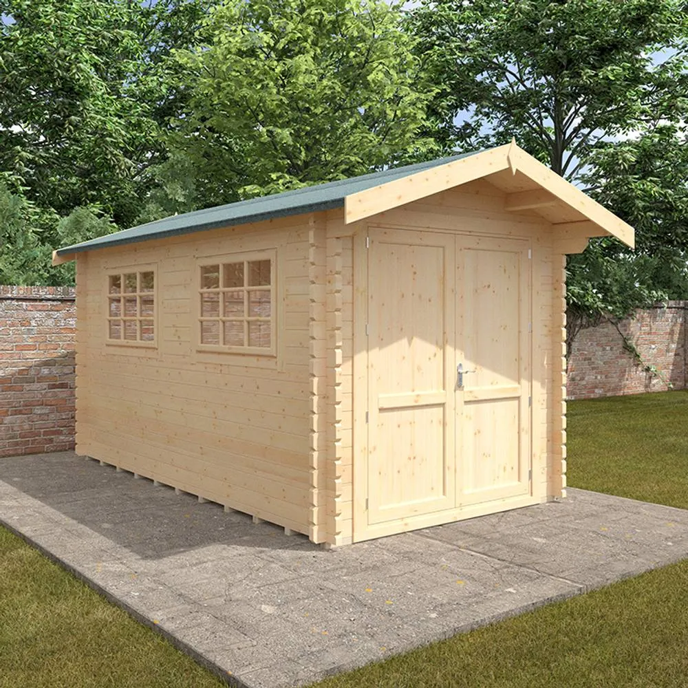 Buttercup Farm 14x8w Marlborough Plus 44mm Cabin - L415 x W235 x H251.3 cm in Natural 2