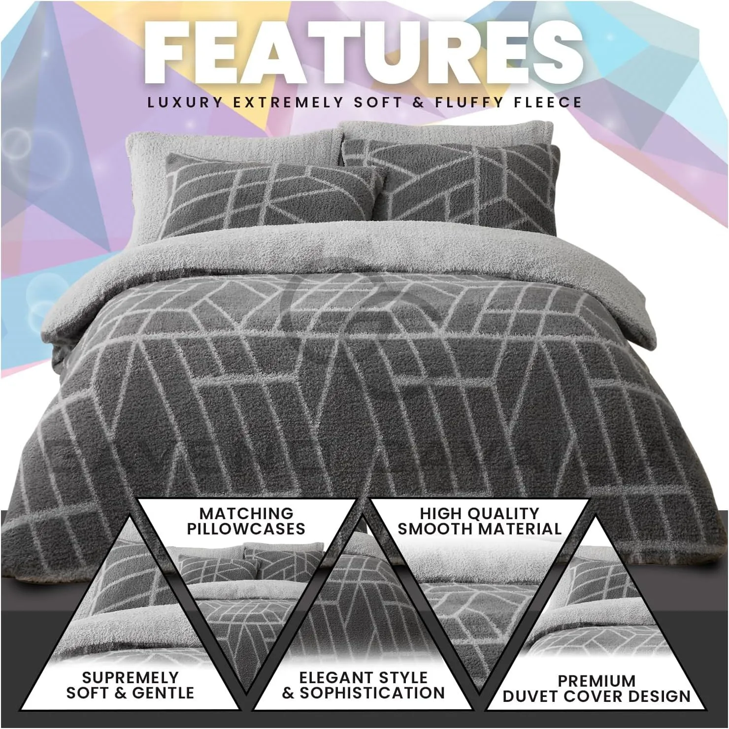 GAVENO CAVAILIA Ely Geo Printed Duvet Cover in Charcoal 2