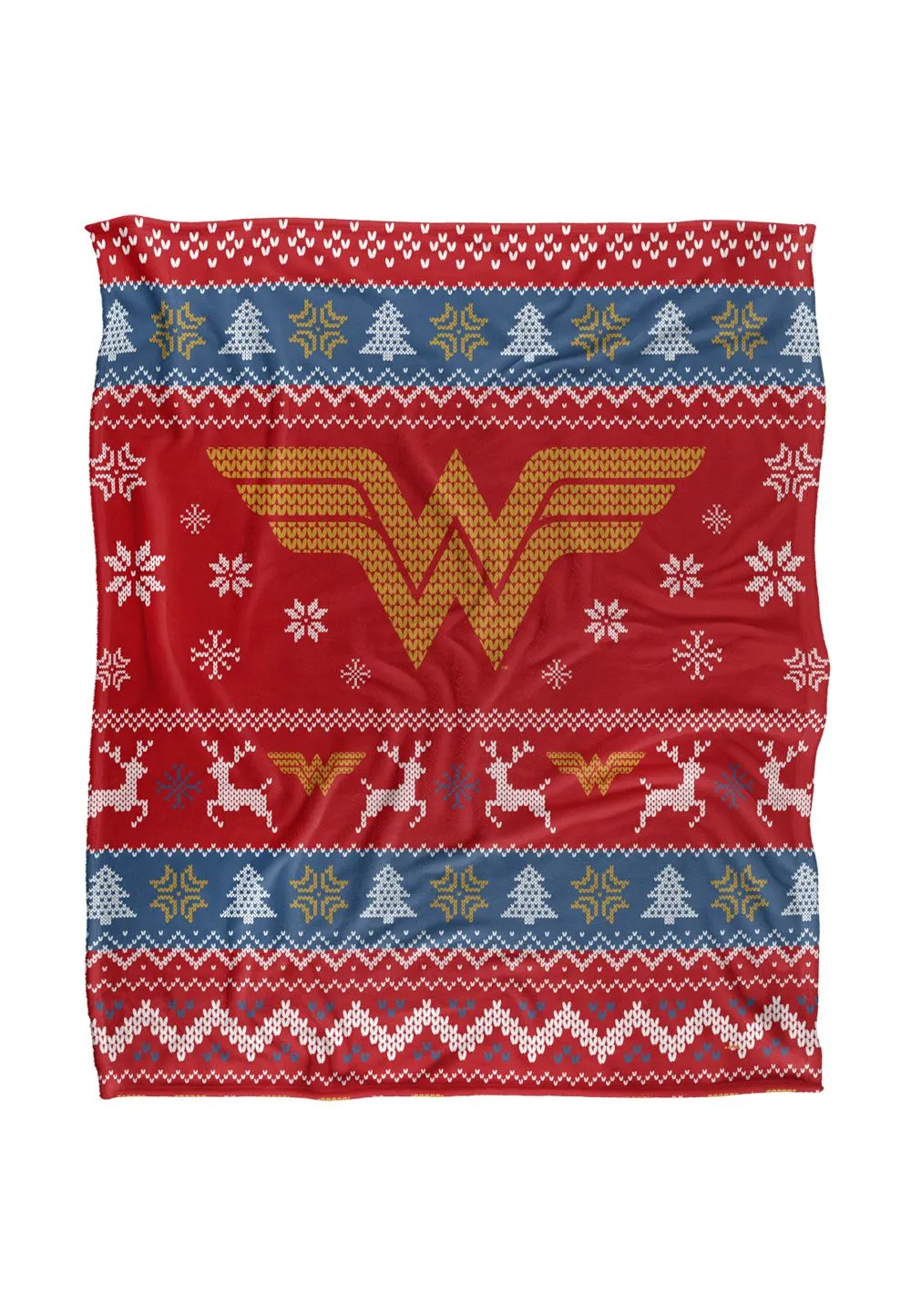 Wonder Woman Blanket, 152x127 cm Ugly Christmas Sweater Logo Silky Touch Super Soft Throw Blanket in White