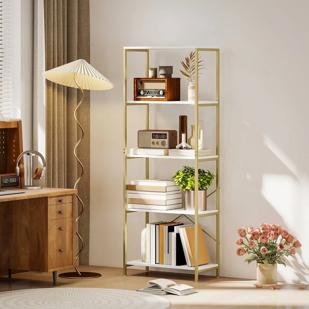 HOMCOM Modern Bookshelf, Freestanding Bookcase in White 1
