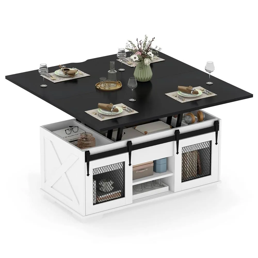 Costway Lift Top Coffee Table 105CM Farmhouse Center Table