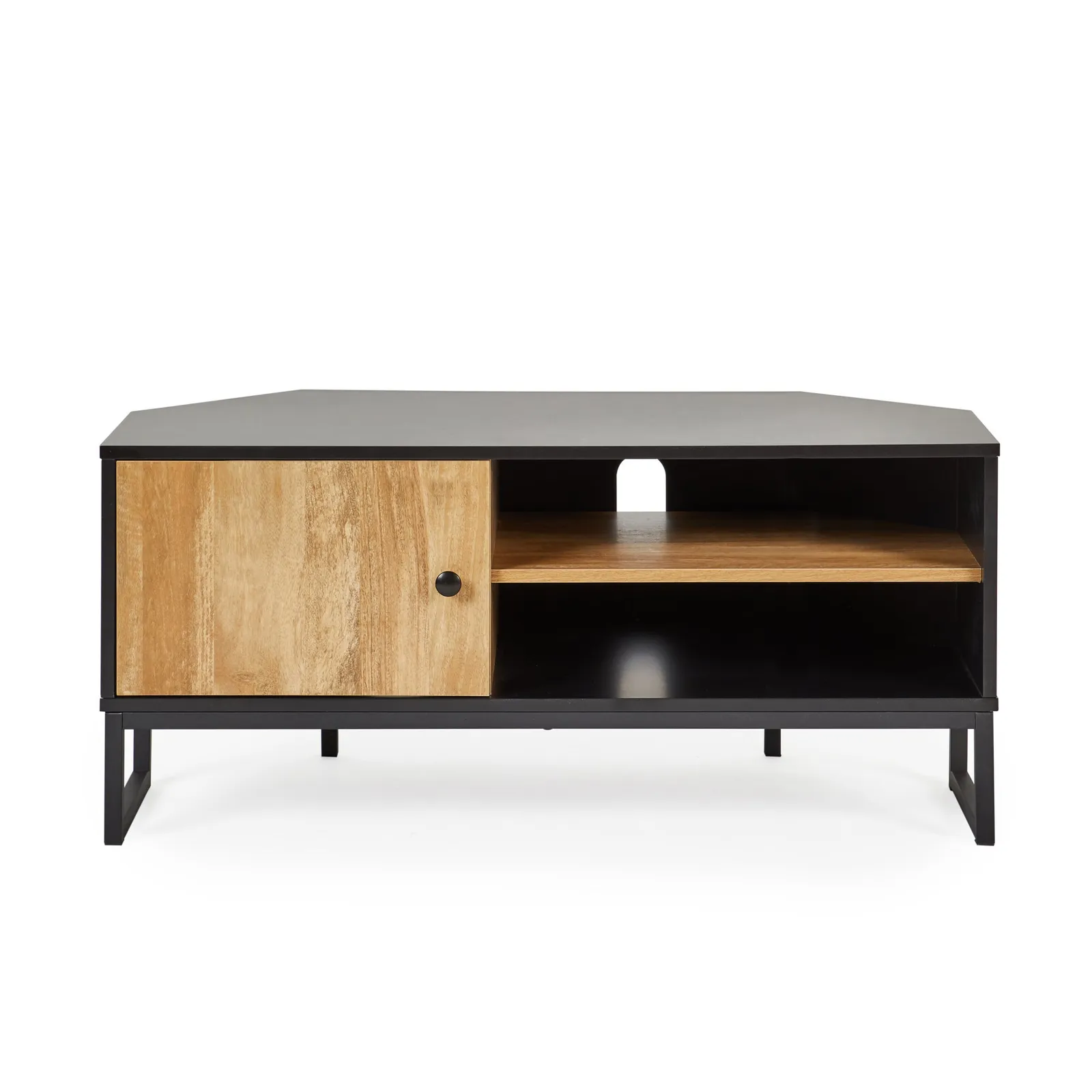 Greenwich Corner TV Stand Black and Brown