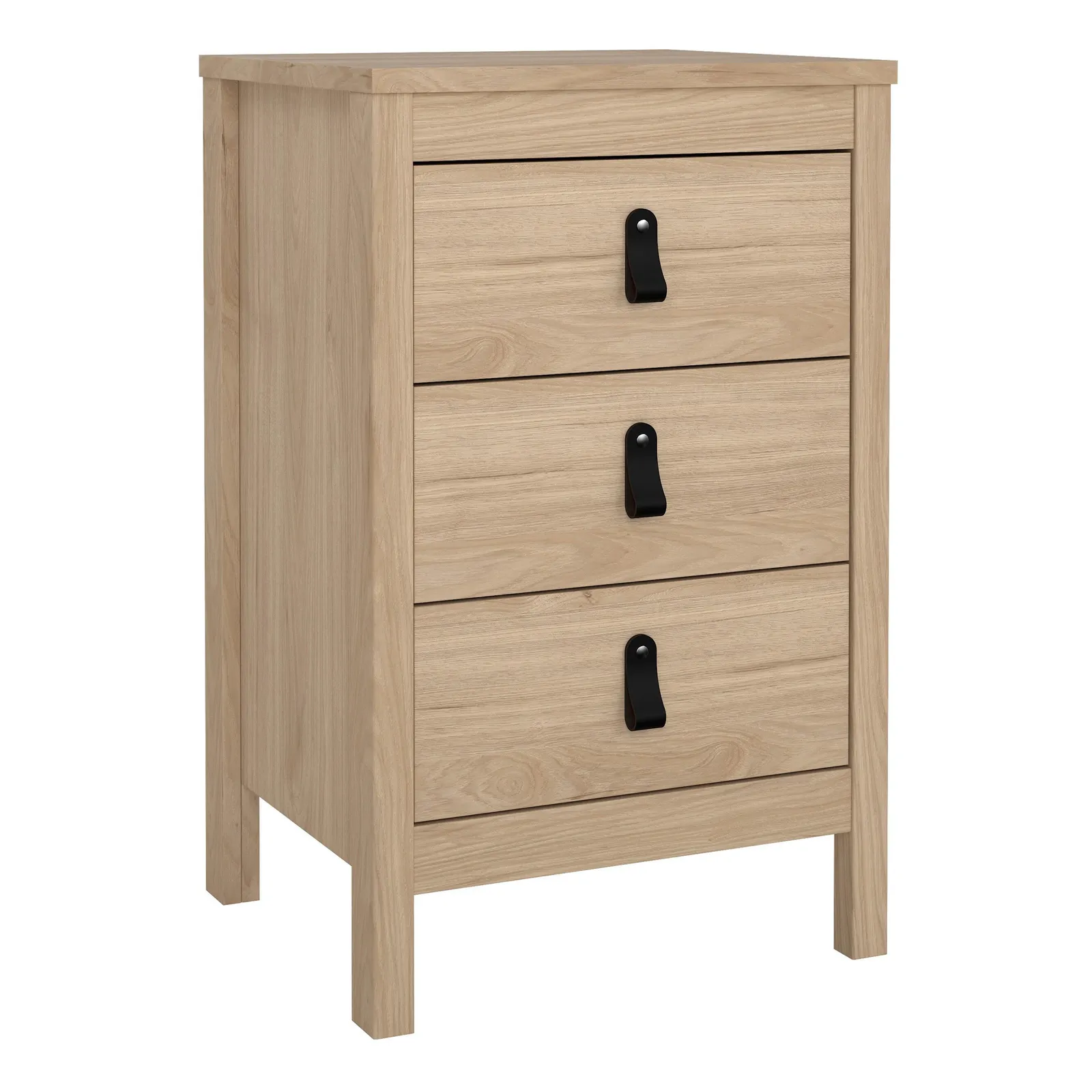 Furniture To Go Barcelona Bedside Table 3 Drawers in Jackson Hickory Oak in Light Oak