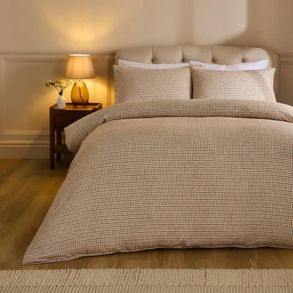 Woven Check Organic 100% Brushed Cotton Duvet Cover & Pillowcase Set 1