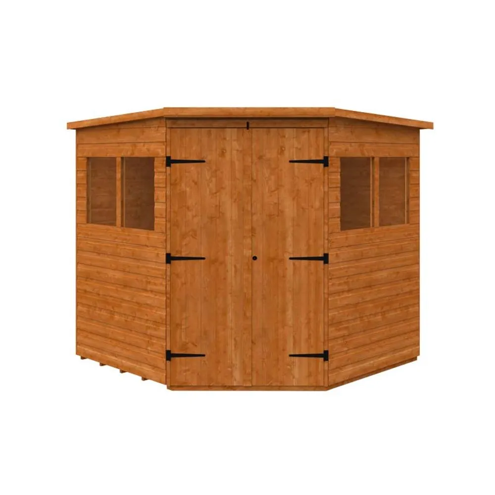 Buttercup Farm 7 x 7 Feet Corner Shed 12mm Shed - Solid Wood/Softwood/Pine in Burnt Orange