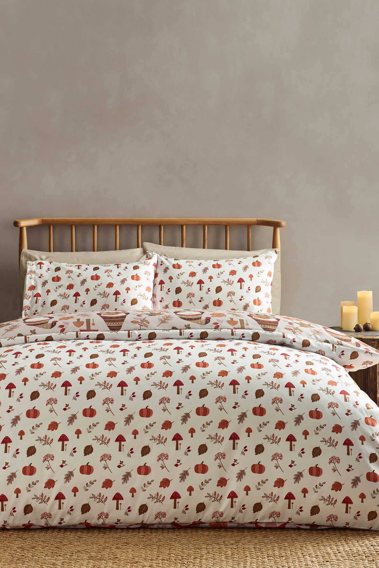 Catherine Lansfield 'Woodland Gonks' So Soft Reversible Duvet Cover Set in Natural 2