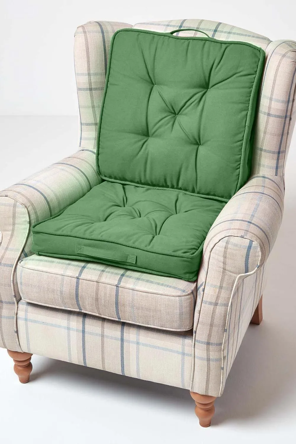 Homescapes Cotton Travel Support Booster Cushion in Dark Green 6