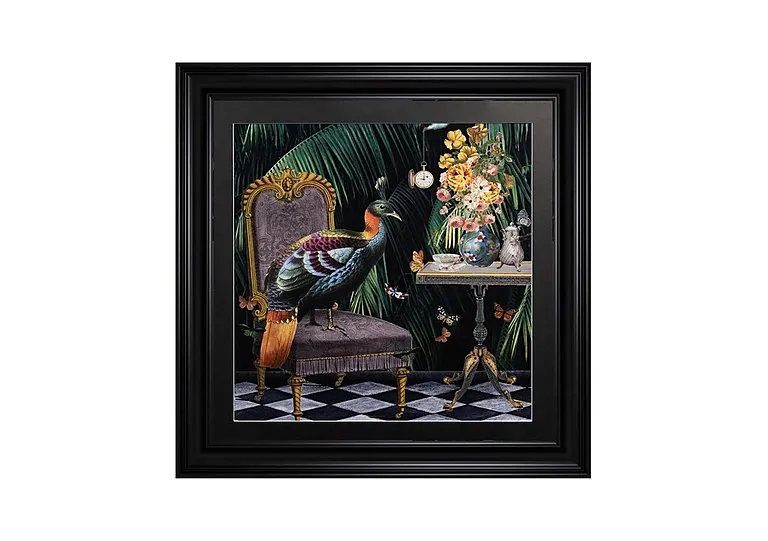 Peacock Tea Time Framed Picture