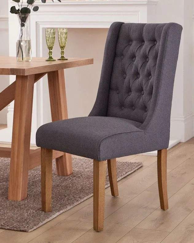 Dibor Cannes Button Back Kitchen Furniture Dining Room Chair - Charcoal in Brown