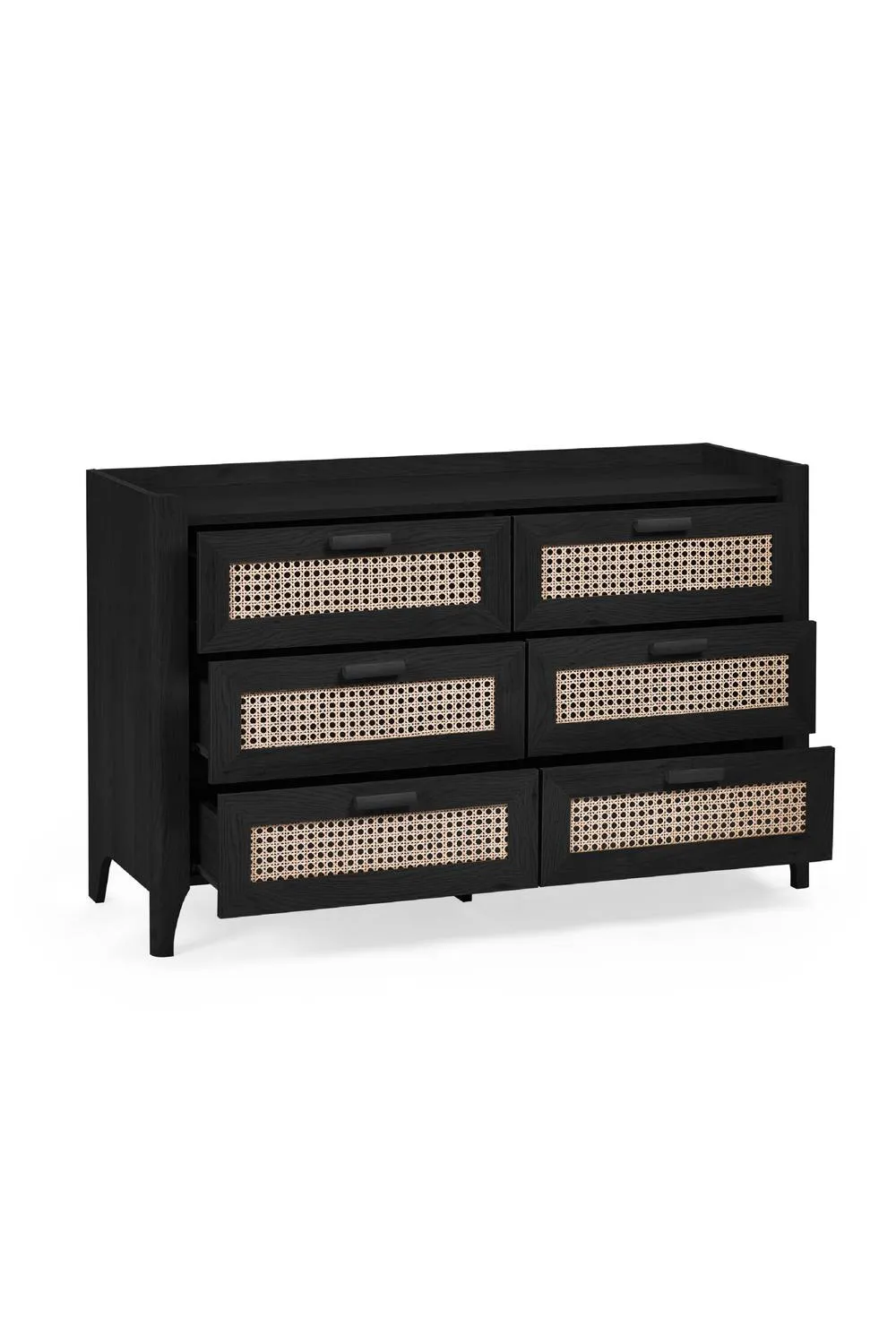 Julian Bowen Sydney Rattan Print 6 Drawer Wide Chest in Black 3