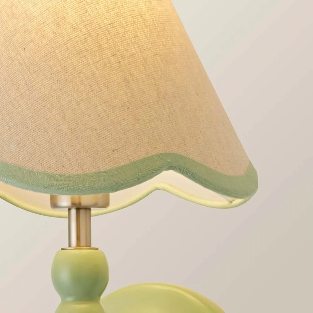 ValueLights Bobbins Sage Green Wall Light with Linen Trim Lamp Shade & LED Bulb in Pale Green 4