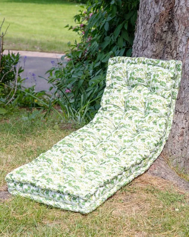 Dibor Vintage Green Leaf Print Cotton Outdoor Furniture Garden Bench Pad L112cm x W44cm 3