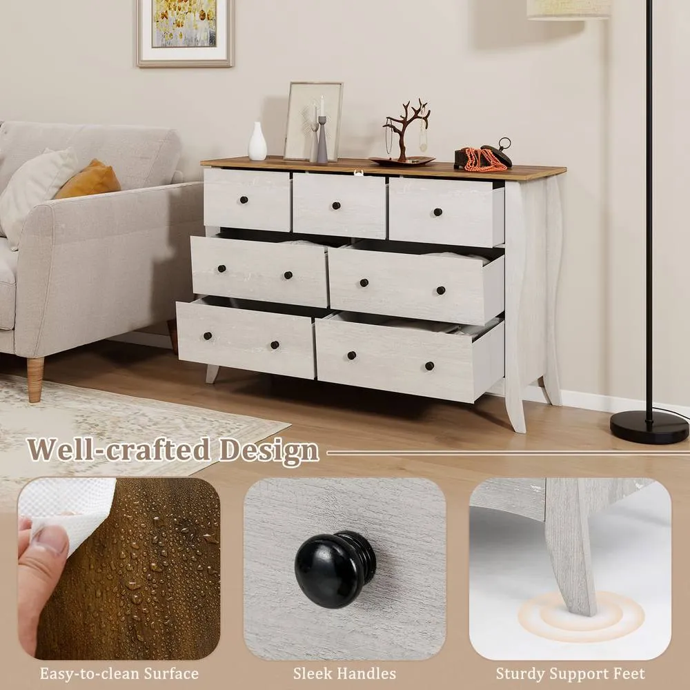 Costway Wooden Chest of Drawers Modern 7-Drawer Cabinet Closet Organizer in Grey 2