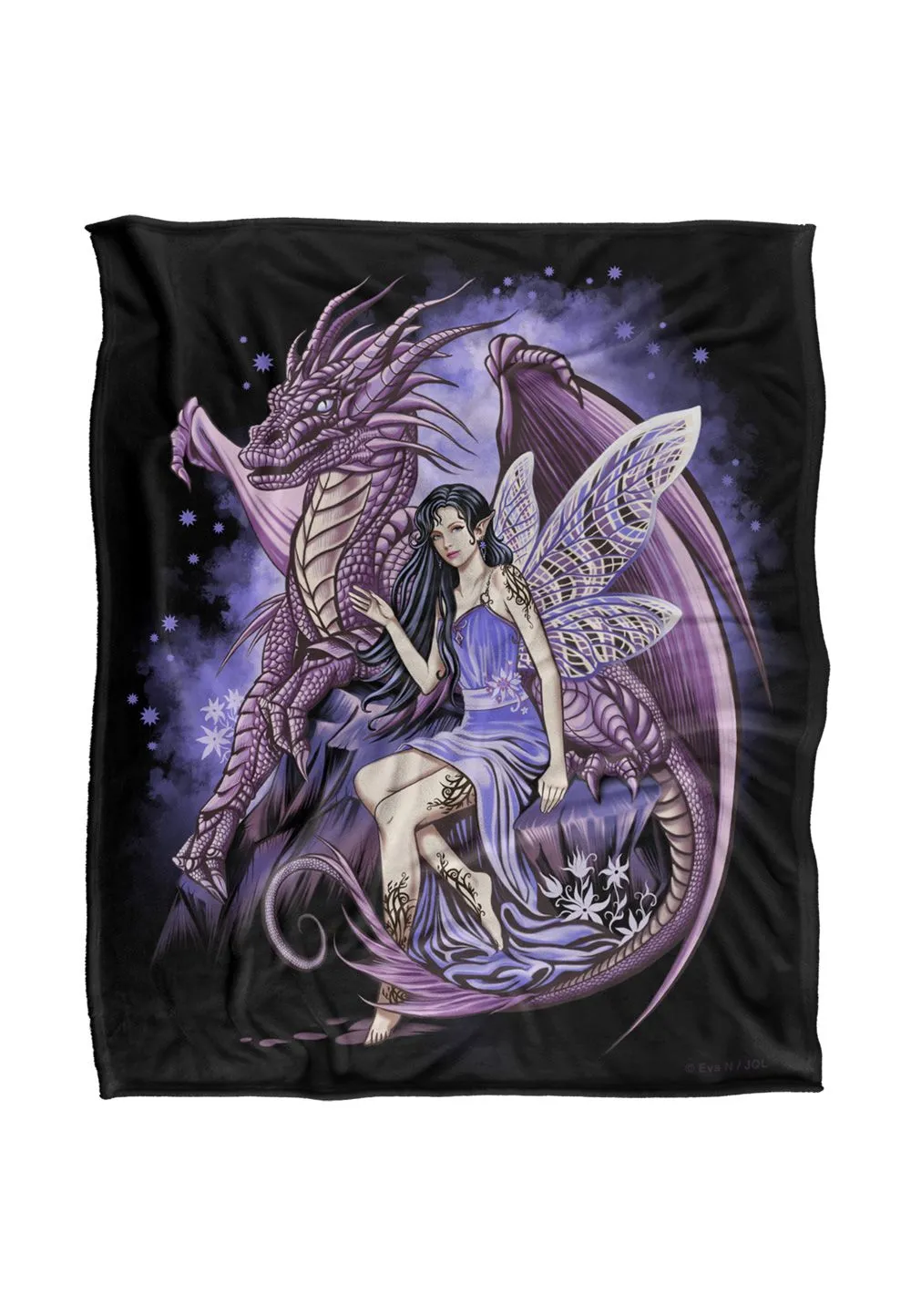 JQ Licensing En Protectors of The Realm Fairy & Dragon Silky Touch Super Soft Throw Blanket 152 X 127 cm in White