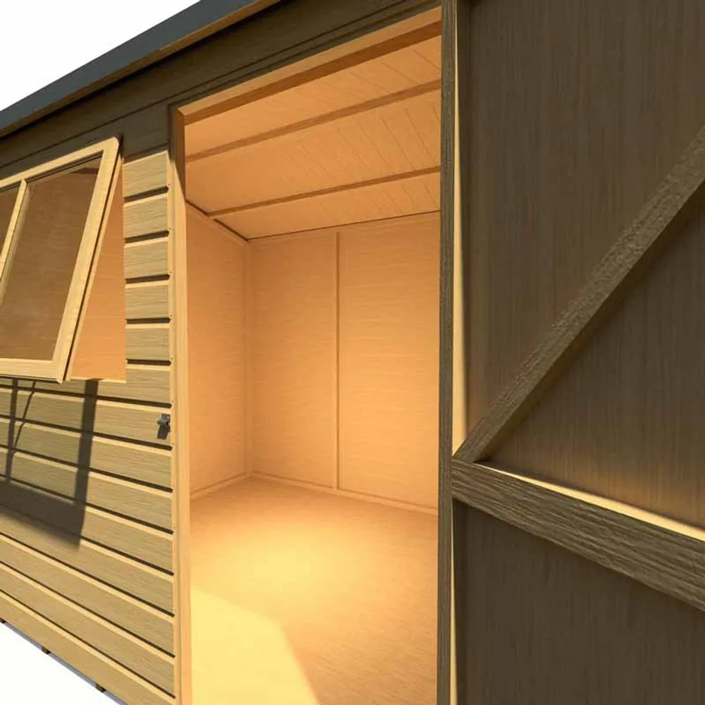 Shires Lewis 8 x 6 Feet Single Door Reverse Apex Style C Shed in Brown 5