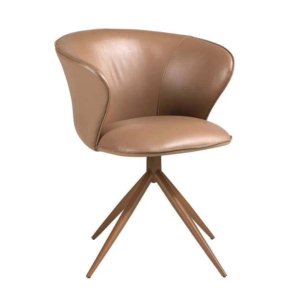 Angel Cerda Swivel Dining Chair in Camel Leatherette