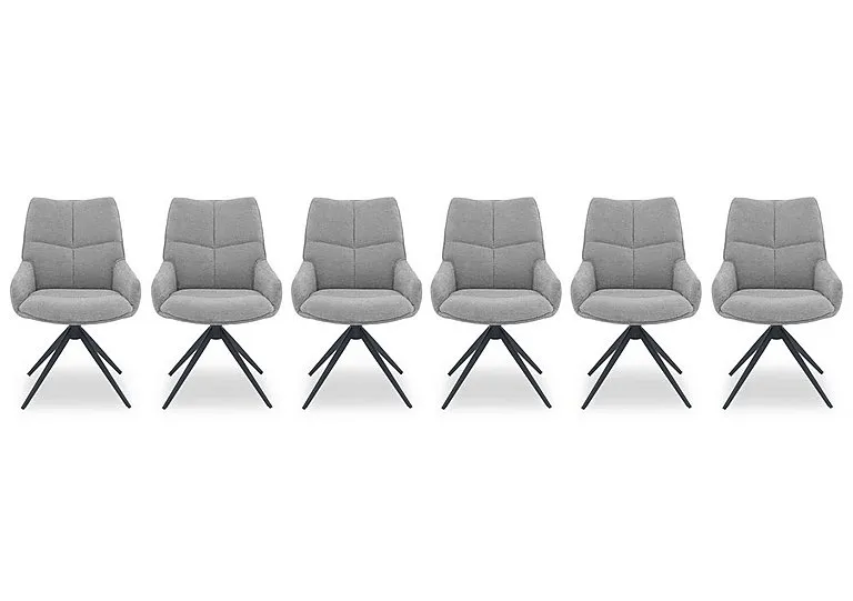 Kiara Set of 6 Fabric Swivel Dining Chairs - Taupe