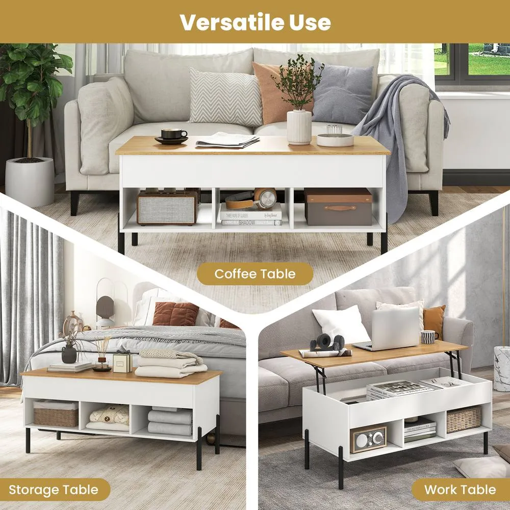 Costway Lift Top Coffee Table Central Table w/Lifting Tabletop in White 5