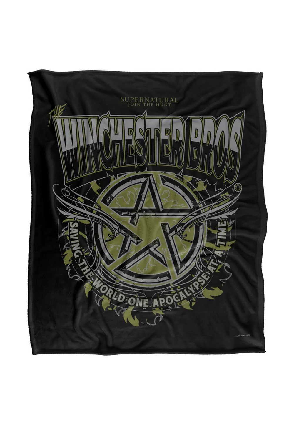Warner Brothers Supernatural Winchester Bros Silky Touch Super Soft Throw Blanket in White