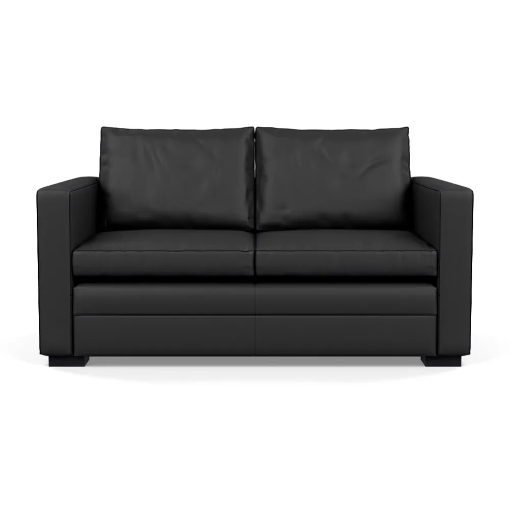 Heal's Palermo 2 Seater Sofa Leather Hide Graphite 7181 Black Feet