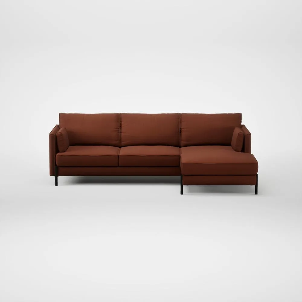 Heal's Tortona Right Hand Facing Corner Chaise Smart Cotton Linen Rust Black Feet 1