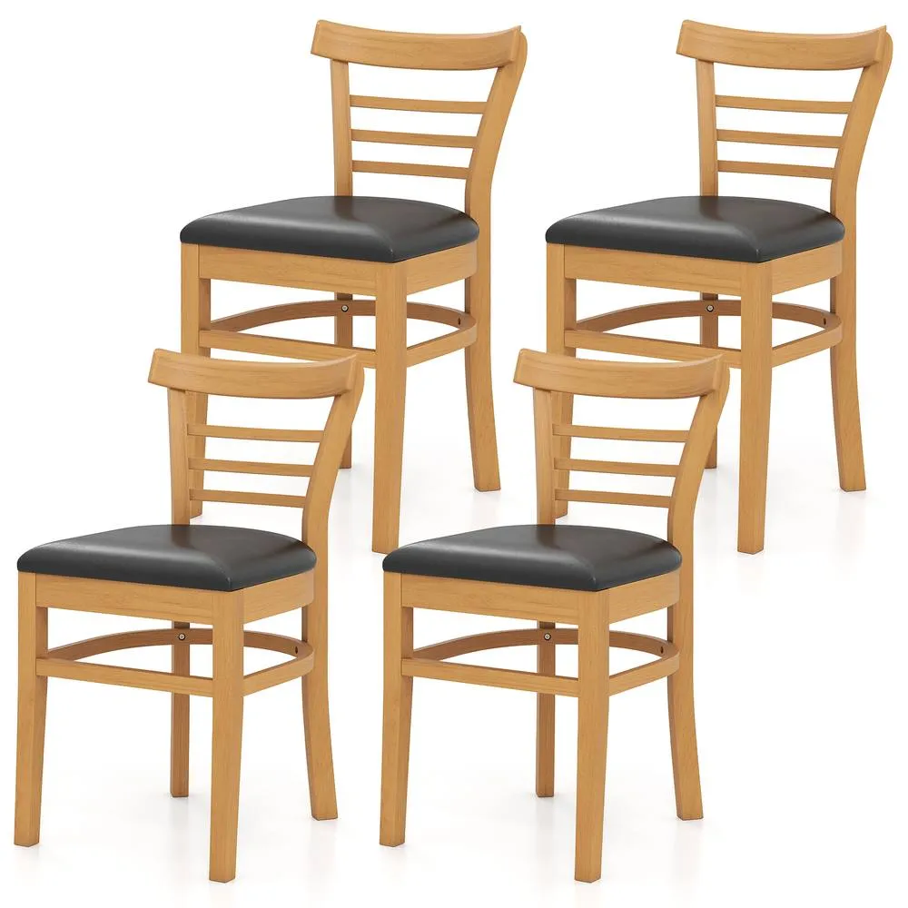 Costway Modern Dining Chair Set of 2 PU Leather Upholstered Kitchen Chair in Natural 3