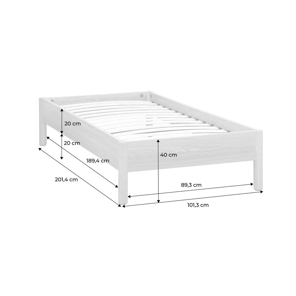 sweeek Bed with slatted base 90x190cm wood decor in Dark Brown 4