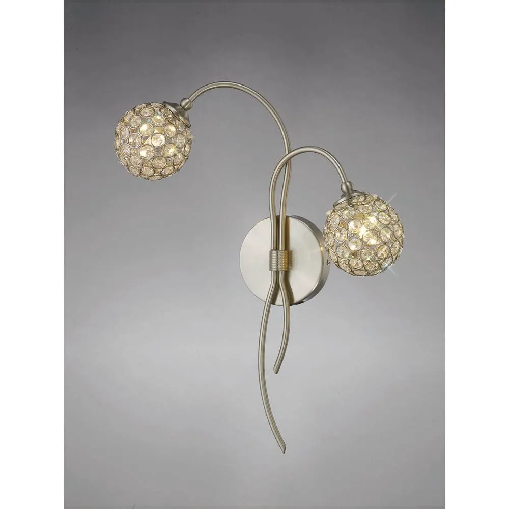 Netlighting Apollo Wall Lamp 2 Light G9 Satin NickelCrystal in Grey 2