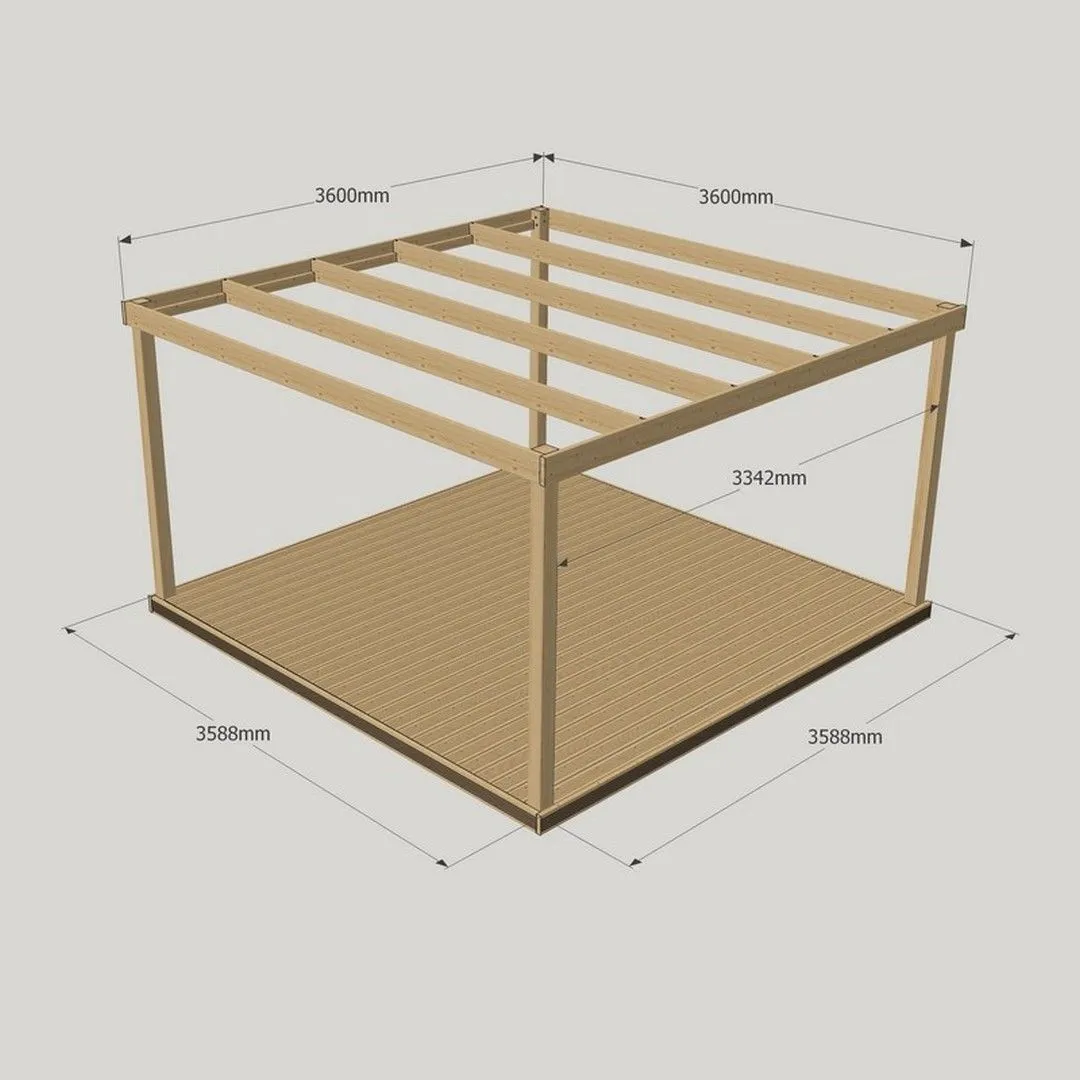 Rutland County Garden Furniture Ltd Box Pergola & Decking Kit - Wood - L360 x W360 cm - Light Green 3