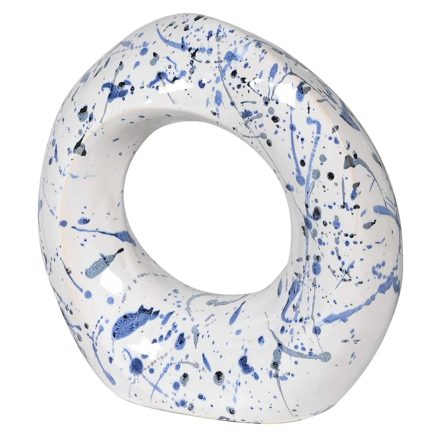 Ceramic Ring Decoration White and Blue