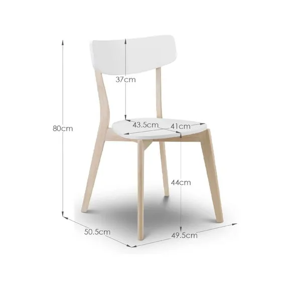 Blanco 4 Seater Round Pedestal Dining Table with 4 Casa Chairs, White 3