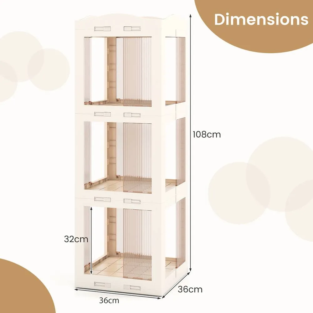 Costway Foldable Rotating Bookshelf 3-Tier Revolving Bookcase Display Shelf in White 2