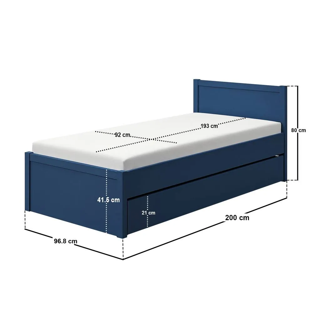 Flair Oli Single Wooden Bed with Drawers in Blue 6