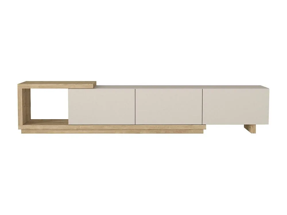 Vente-unique TV Unit With 3 Drawers & 1 Open Shelf - Beige & Light Natural 2