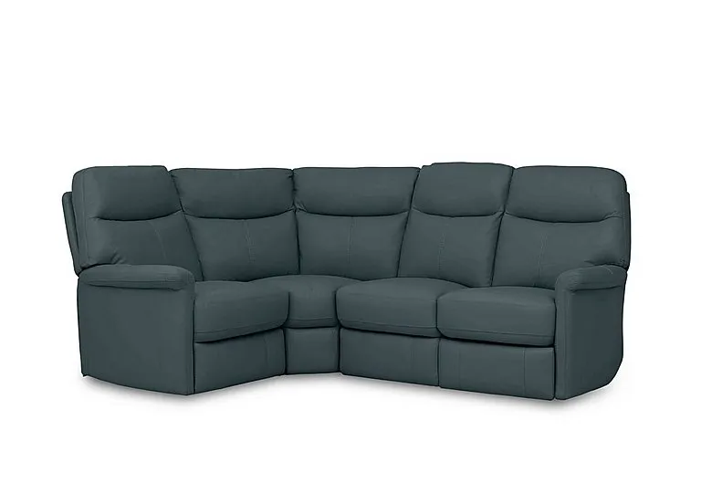 Compact Collection Lille Leather Left Hand Facing Corner Sofa - BV Lake Green