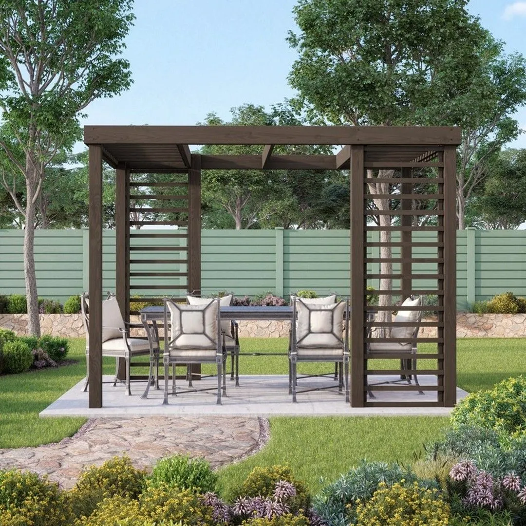 Rutland County Garden Furniture Ltd Panel Pergola - Wood - L300 x W420 cm - Rustic Brown 2