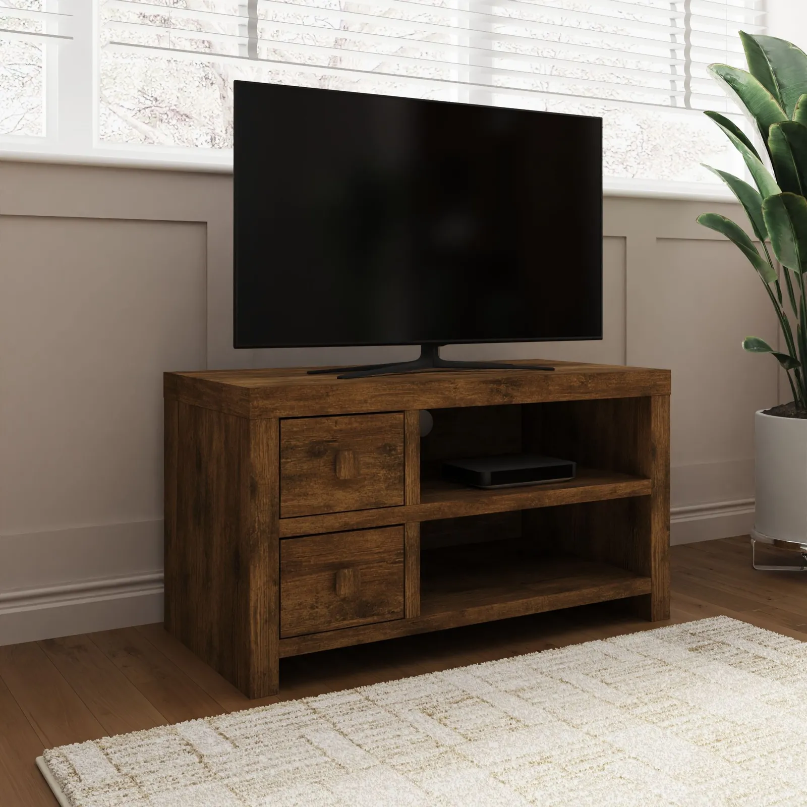 GFW Jakarta 2 Drawer TV Unit in Brown 2