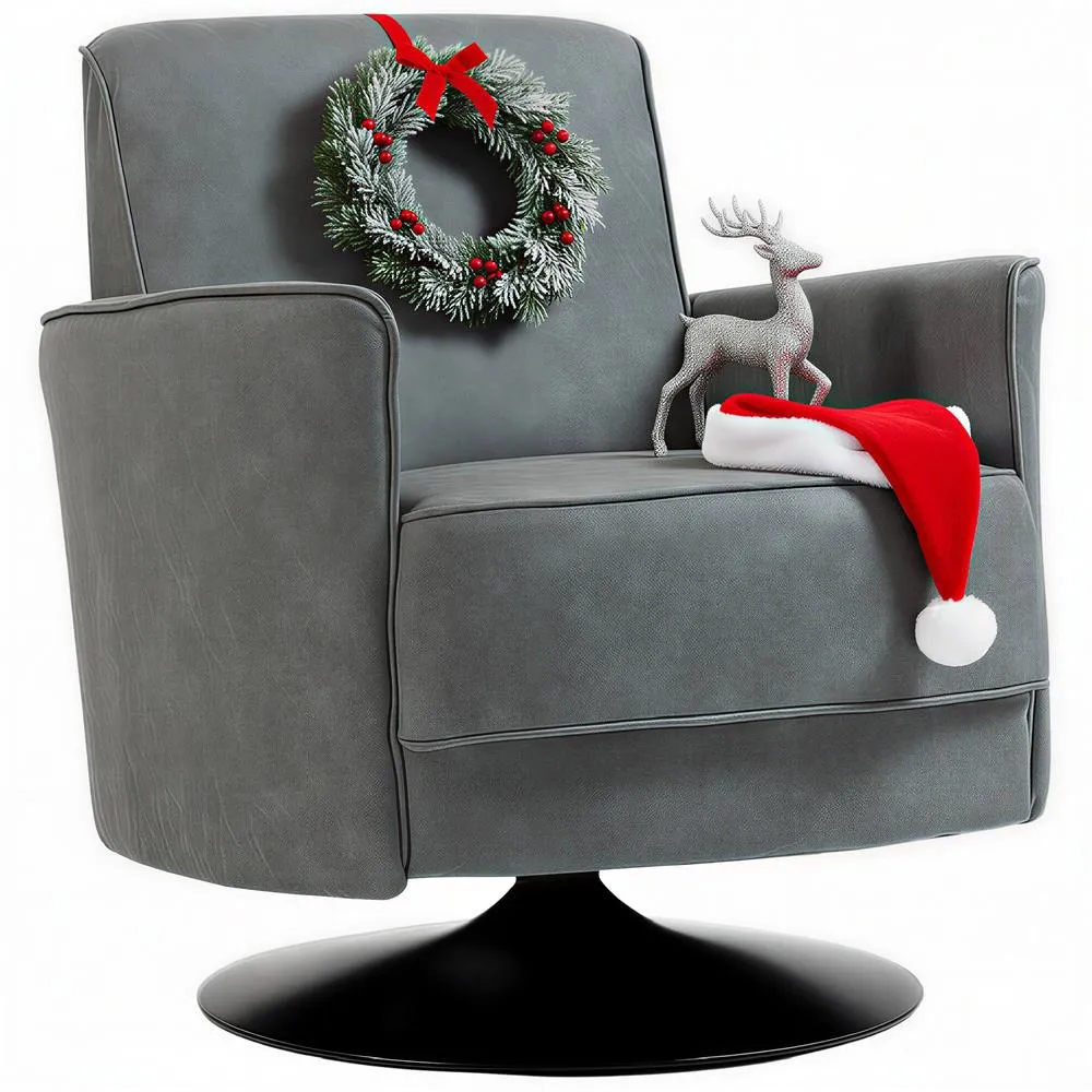 HOMCOM Upholstered PU Leather Armchair for Living Room, Grey 2