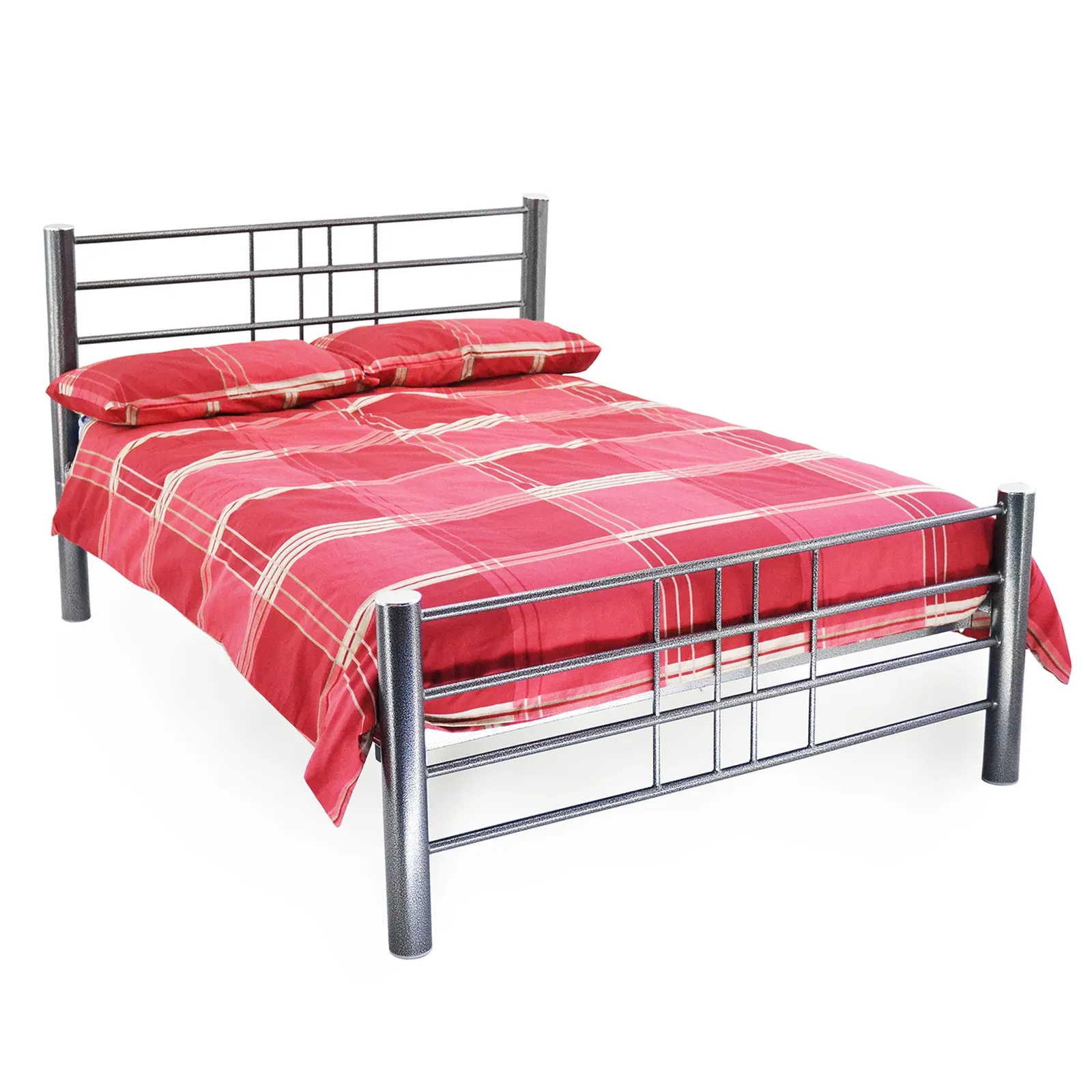 Cuba Silver Hammered Metal Bed Frame Silver