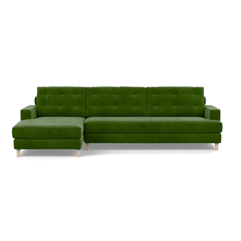 Heal's Mistral Left Hand Facing Corner Sofa Smart Luxe Velvet Grass Natural Feet 1
