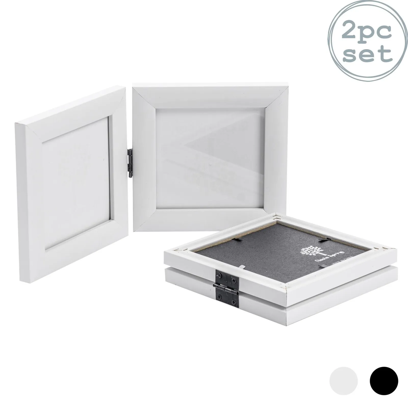 Nicola Spring Folding 2 Photo Frames - 4 x 4" - Pack of 2 in White