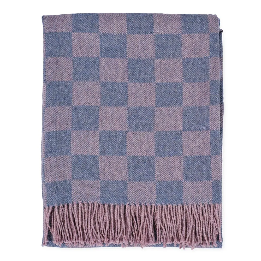 Heal's Pure Alpaca Throw Blue Check 2