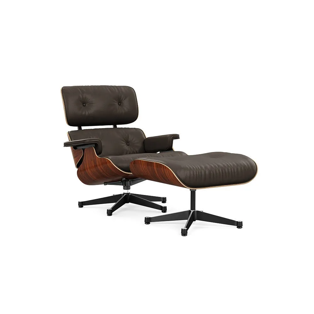 Vitra Eames Lounge Chair & Ottoman Santos Palisander Clas. L50 77 Brown Polished Black Base 04 1