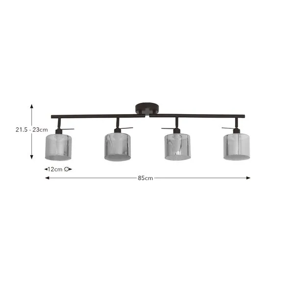 Erin 4 Light Adjustable Semi Flush Spotlight Bar 6