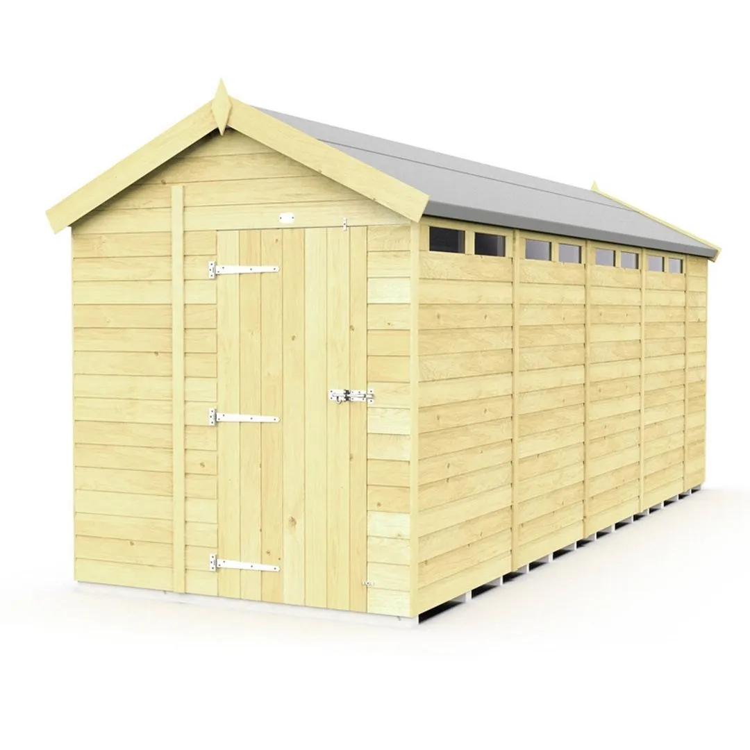 Buttercup Farm 6 x 18 Feet Apex Security Shed - Single Door - L533 x W175 x H217 cm in Brown