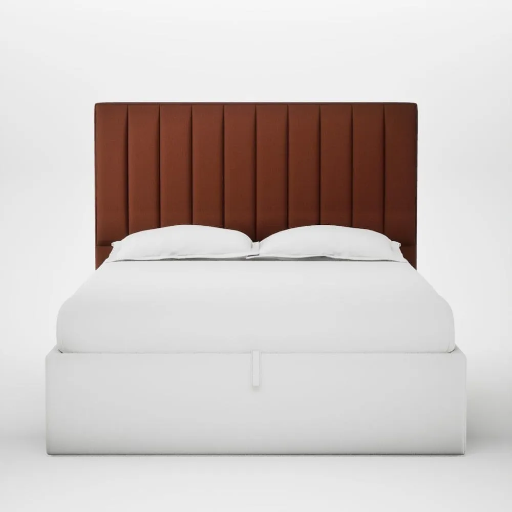 Heal's Retta Headboard Lift Storage King Smart Cotton Linen Rust