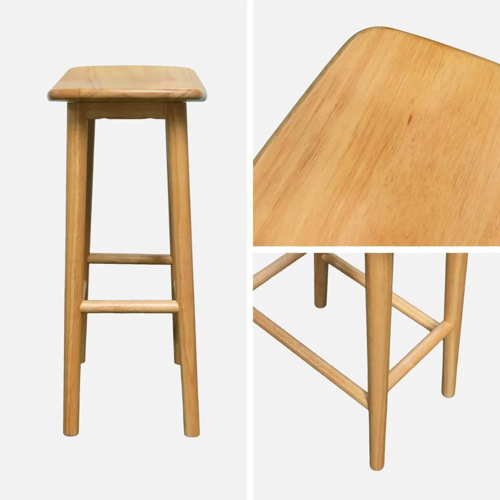 sweeek Set of 2 vintage bar stools, rubberwood in Brown 6