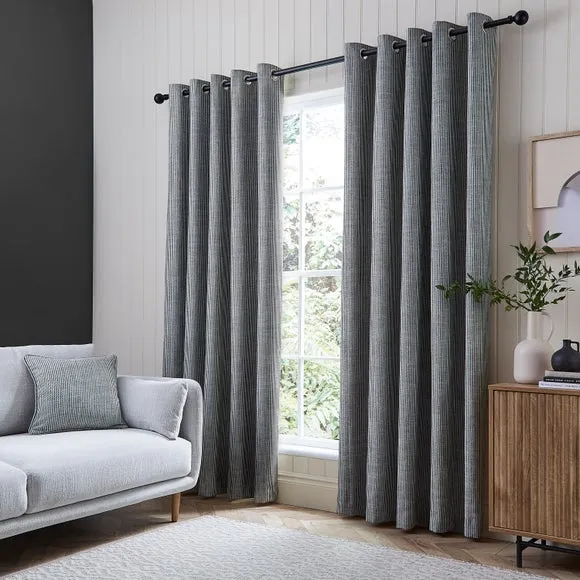 Walker Tonal Stripe Eyelet Curtains 2