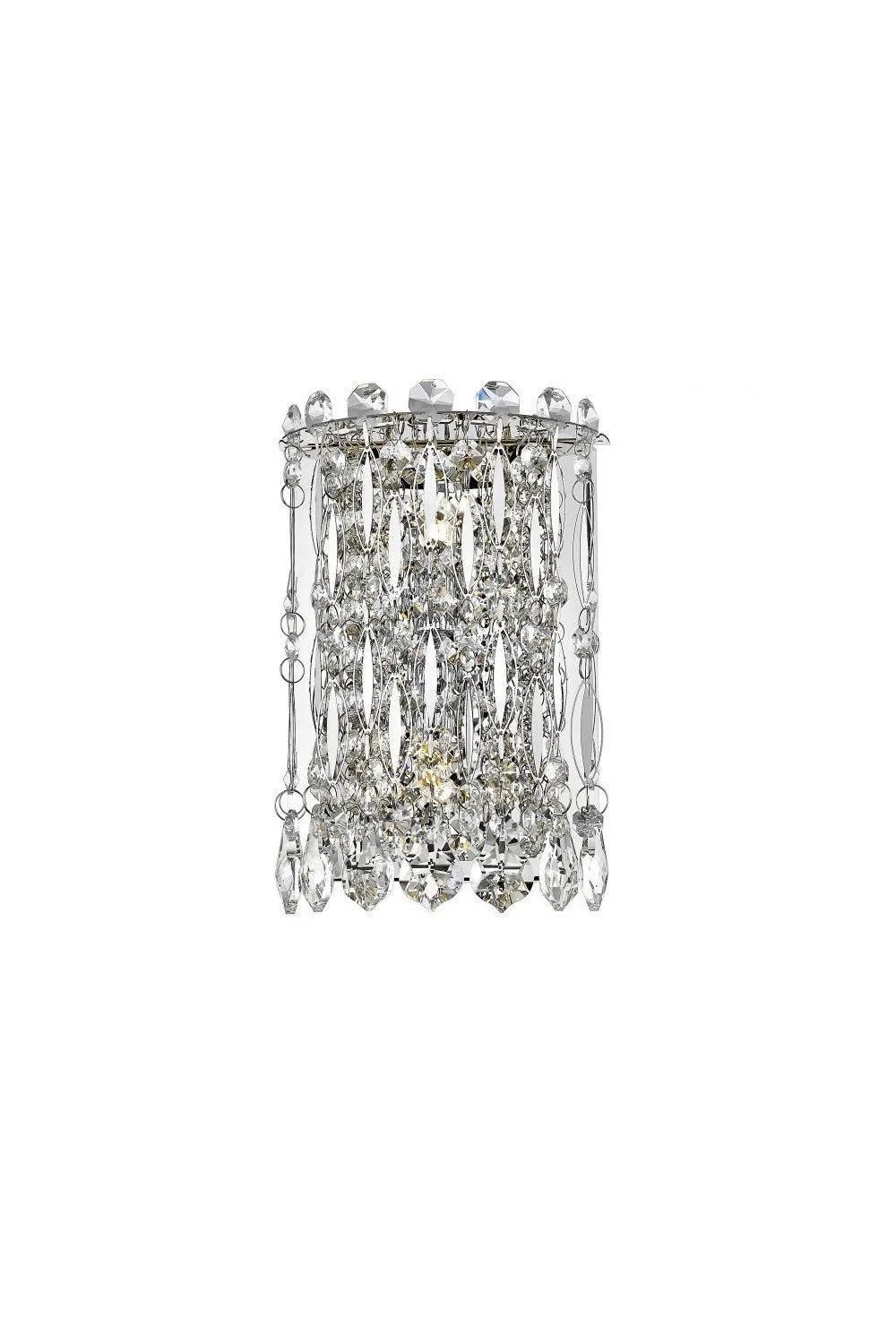 Netlighting Alita 2 Light Wall Lamp Chrome Crystal in Grey