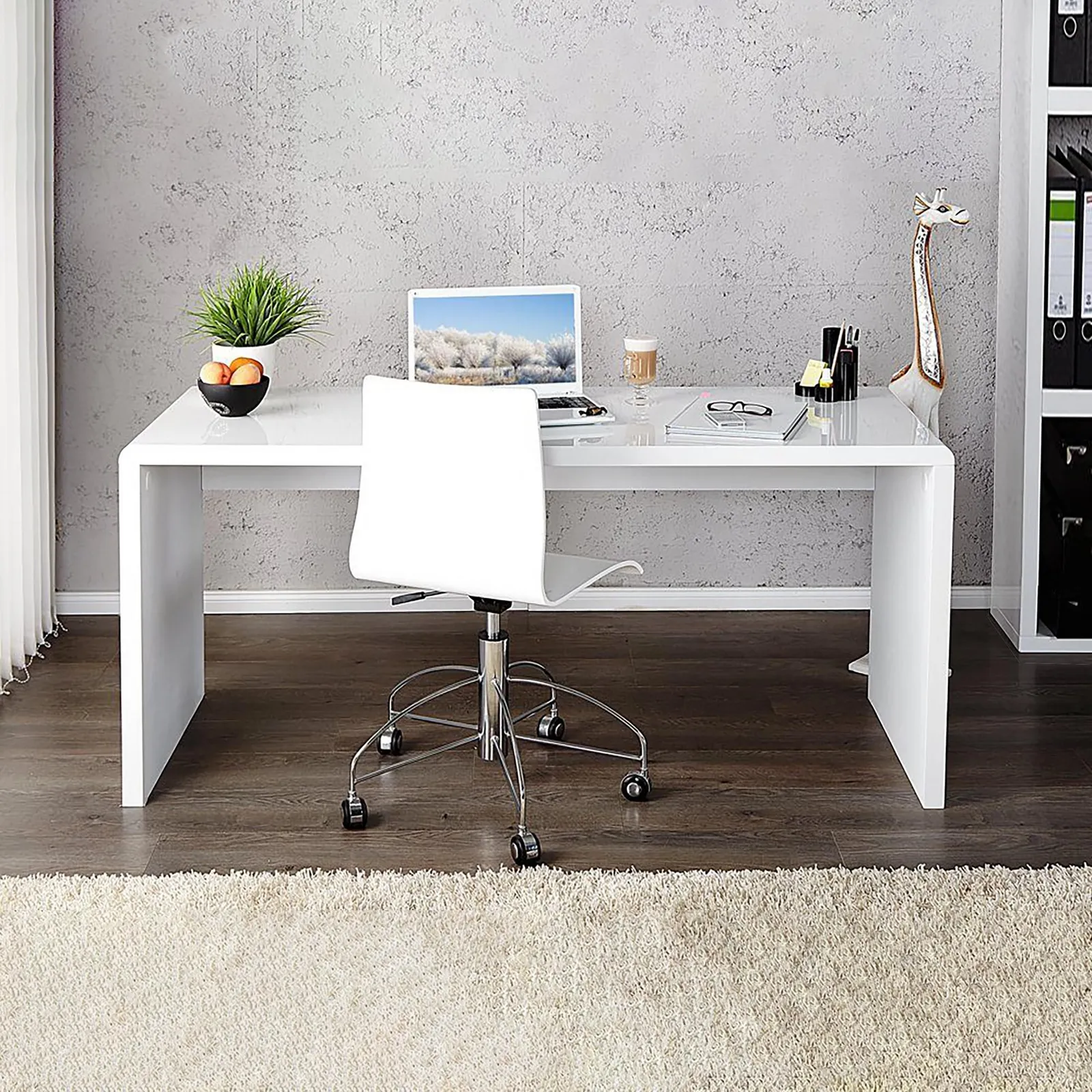 FurnitureboxUK Enzo White High Gloss Rectangular Office Desk